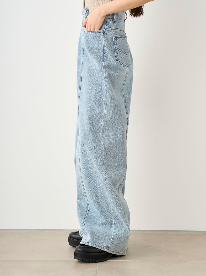 snidel デザインワイドデニム インディゴ SNIDEL（スナイデル）の「デザインワイドデニム（デニムパンツ）」 - WEAR